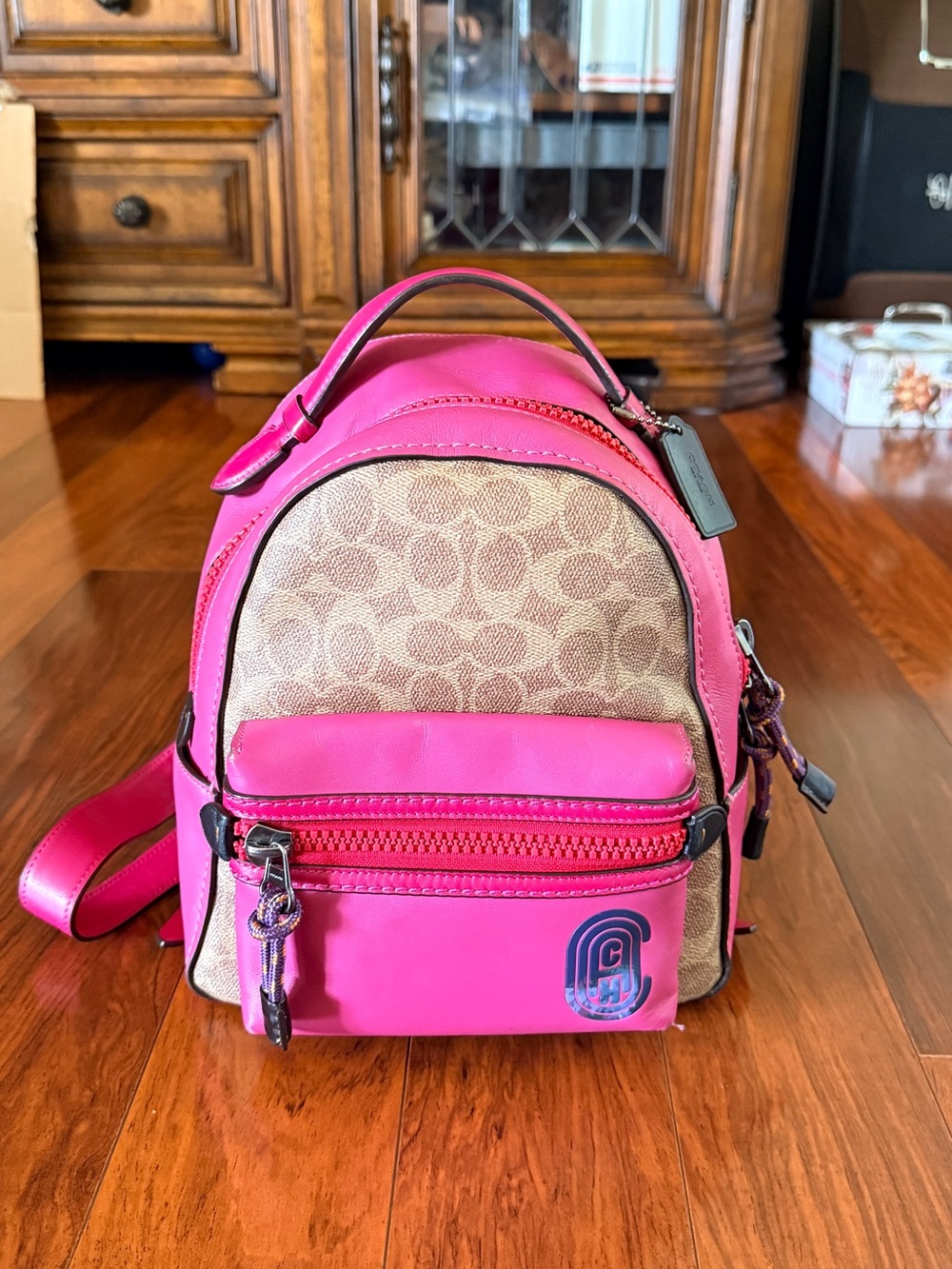 Coach Pink Signature Canvas Mini Backpack